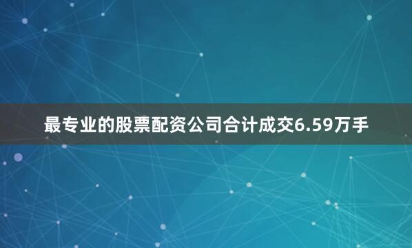 最专业的股票配资公司合计成交6.59万手
